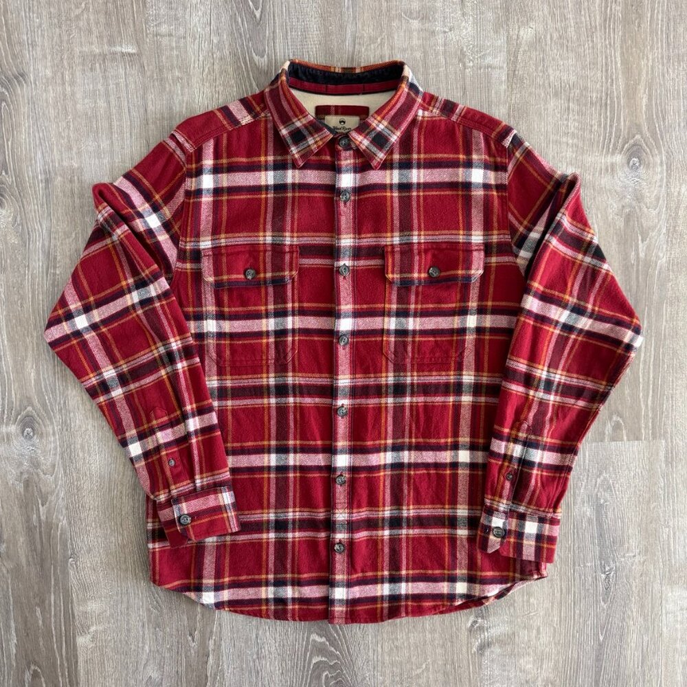 Classic Red Checkered Flannel Button Up Shirt | Four Winds | Size Large